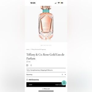 Tiffany Rose Gold eau de parfum 2.5oz (slightly used)